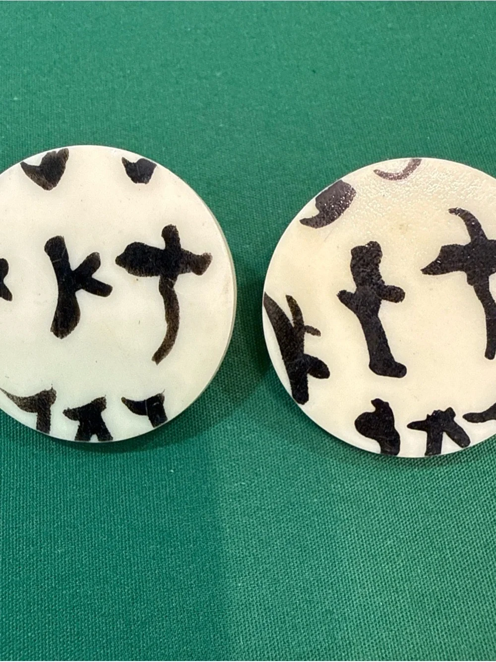 3 Button Earrings - Pink, Cream & Blue